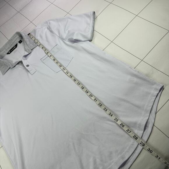 Travis Mathew Shirt Mens Large White Gray Polo Collared Golf Casual Short Sleeve - Picture 7 of 8